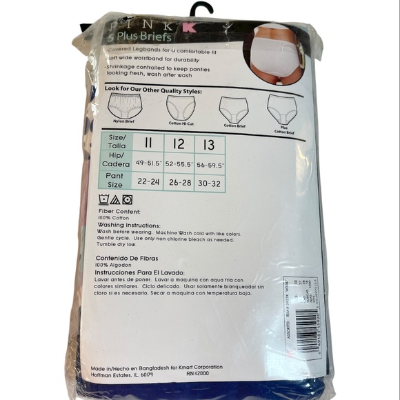 Kmart PINK Briefs Underwear Womens Plus Sz 13 Cotton 5 Pack Blue Purple Polka Do - Picture 6 of 14